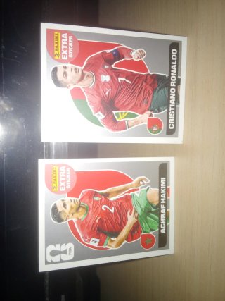 2 Cromos Extra Panini Cristiano Ronaldo y Hakimi