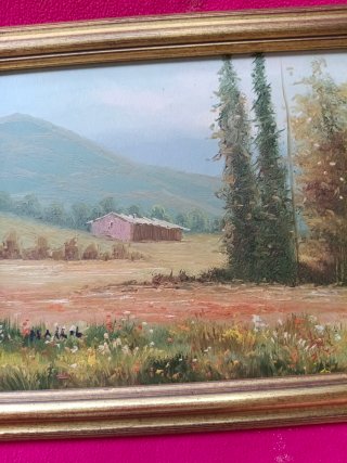 Cuadro pintado sobre tabla firmado