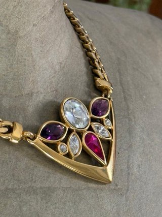Collana vintage anni 80 dorata con pietre