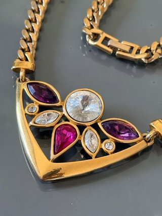 Collana vintage anni 80 dorata con pietre