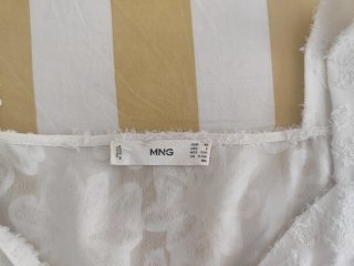 Blusa Mango Blanca Manga Abullonada