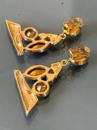 Orecchini clip vintage anni 80 oro viola