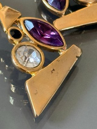 Orecchini clip vintage anni 80 oro viola