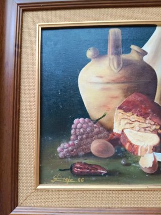 Cuadro bodegón tela firmado