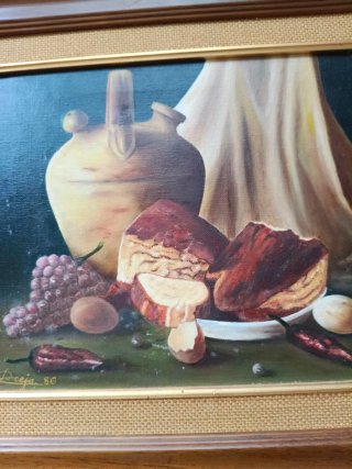Cuadro bodegón tela firmado