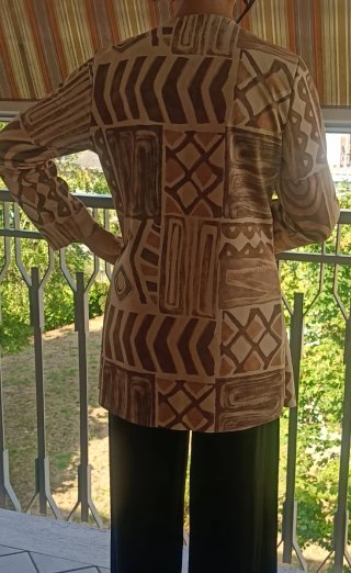 Giacca donna senza collo fantasia geometrica