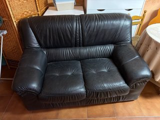 Sofá de piel negro 2 plazas