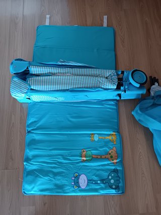 Cuna de viaje portátil azul