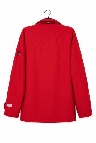 Chaqueta impermeable azul y roja