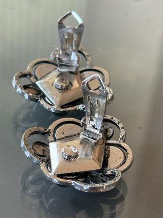 Orecchini clip vintage cabochon vetro verde