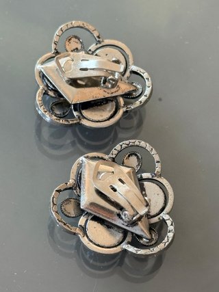 Orecchini clip vintage cabochon vetro verde
