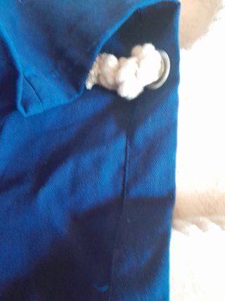 Borsa in stoffa blu con manici in corda