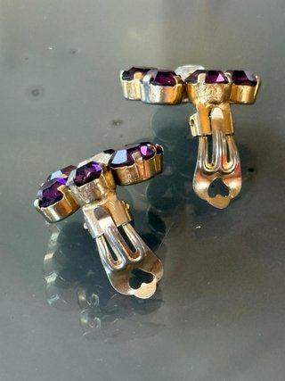 Orecchini clip vintage cristalli viola