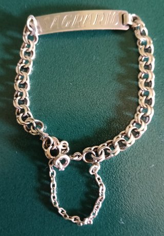 Pulsera esclava plata ley grabada 18-7-74