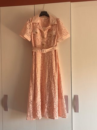 Abito donna cerimonia rosa pizzo