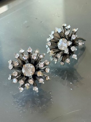 Orecchini vintage clip strass raggiera
