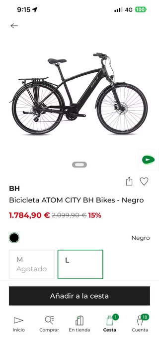 Bicicleta Eléctrica BH ATOM CITY NUEVA TALLA L