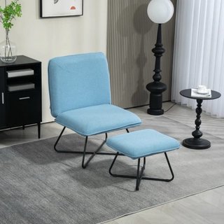 Sillón azul con reposapiés