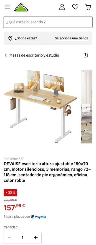 Escritorio Elevable 160x70
