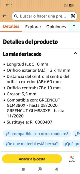 Cuchilla cortacésped 51cm