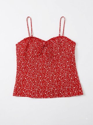 Top Corsé Estampado Floral Rojo