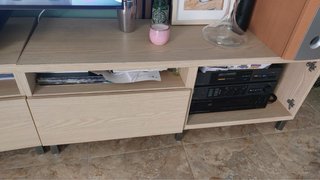 Mueble bajo TV 2 módulos madera y metal