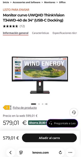Lenovo ThinkVision curvo34” UWQHD NUEVO PRECINTADO