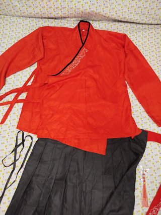 Disfraz kimono rojo y negro talla L a XL