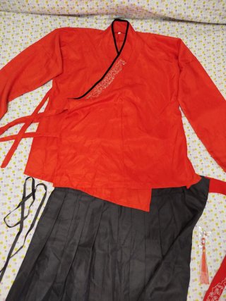 Disfraz kimono rojo y negro talla L a XL