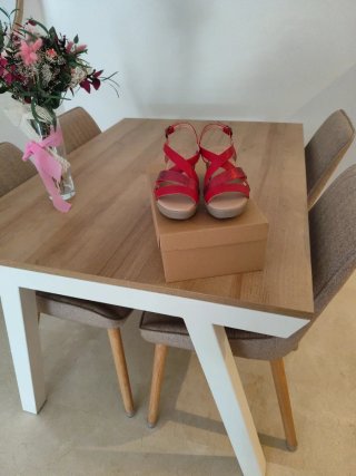 Sandalias rojas mujer piel