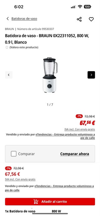 Batidora de vaso Braun 0X22311052