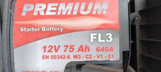 Batería Coche Premium 12V 75Ah 640A FL3