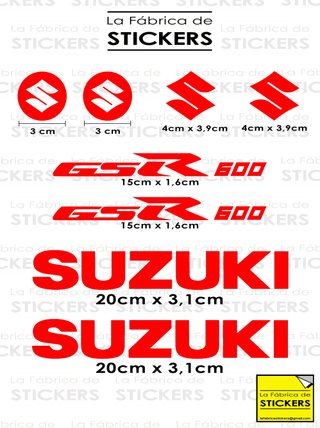 Pack 8 Pegatinas SUZUKI GSR600 Vinilo holográfico