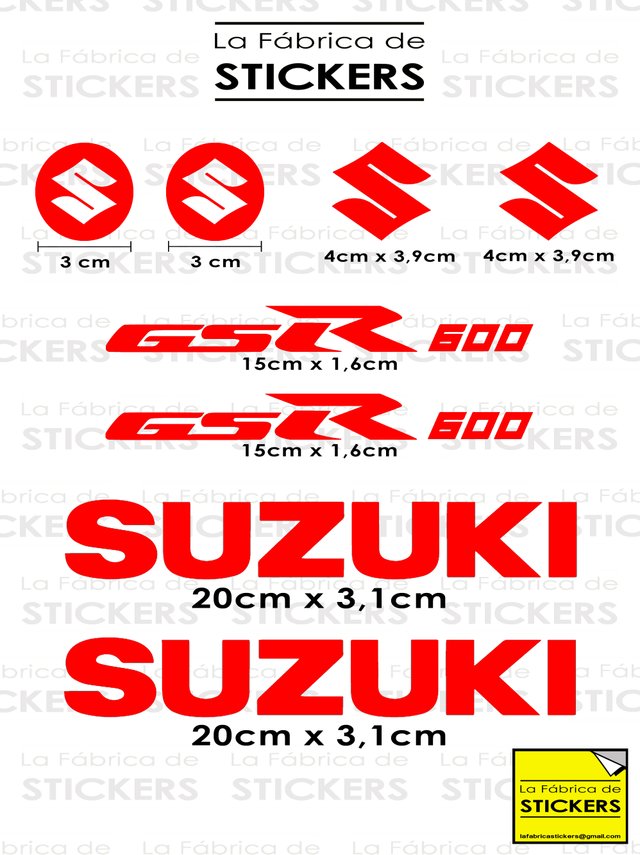 Pack 8 Pegatinas SUZUKI GSR600 Vinilo holográfico