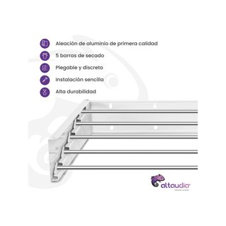 Altaudia tendedero pared aluminio plegable 120cm