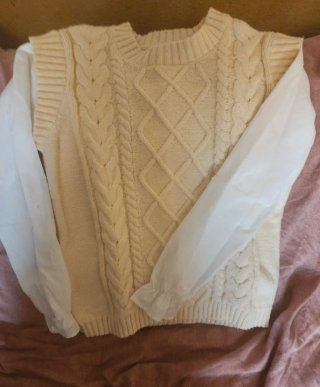 Jersey lana camisero beige talla única