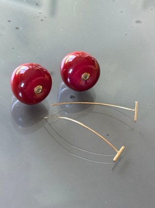 Orecchini pendenti ciliegia oro e rossi