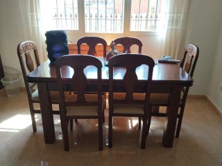 Mesa comedor madera maciza + 6 sillas