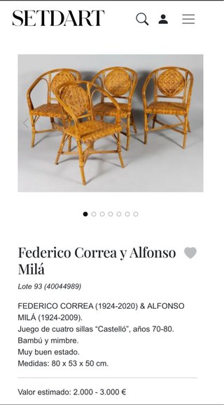 Cuatro sillas de mimbre