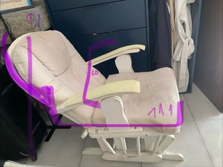 Silla Mecedora Beige y Blanca
