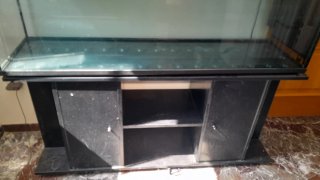 Acuario 350L con mueble negro.