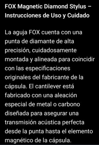 Cápsula Aguja Tocadiscos Fox 2511