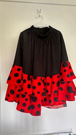 Falda Flamenco Lunares Roja y Negra Talla 2