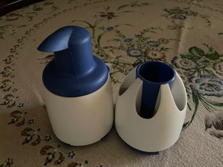 Set accessori bagno blu e bianchi