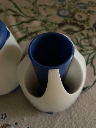Set accessori bagno blu e bianchi