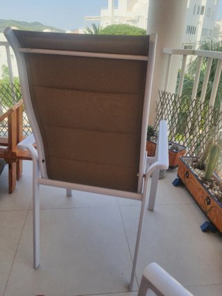 4 Sillas Aluminio Respaldo Alto Beige