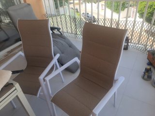 4 Sillas Aluminio Respaldo Alto Beige