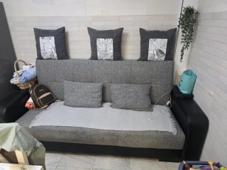 Sofá Cama Gris y Negro