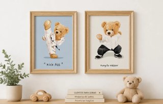 2 Cuadros Infantiles Osos Kung Fu