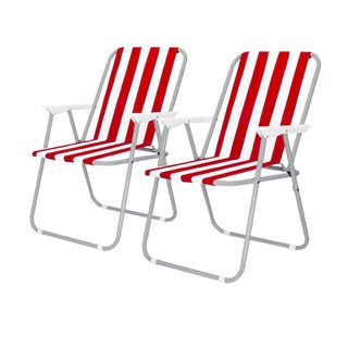 Pack 2 Sillas Playa Plegables Rojas y Blancas